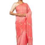 Dusky Pink Chiffon Saree with All-Over Aari Sequin Work | Viscose Chiffon | Jaipurio Shaded Saree